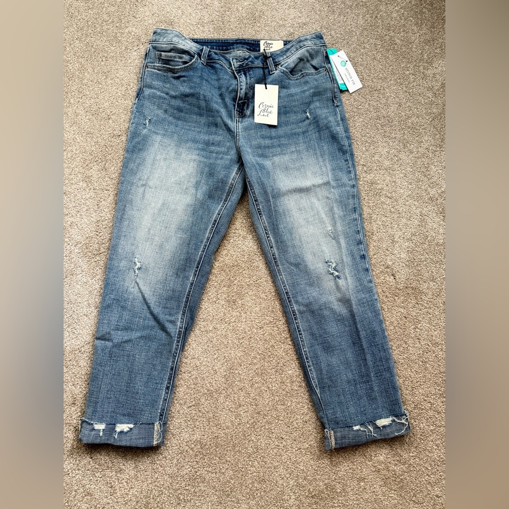 COSMIC BLUE LOVE Adri Crop Mid-Rise Straight Jean 14 Indigo - NWT